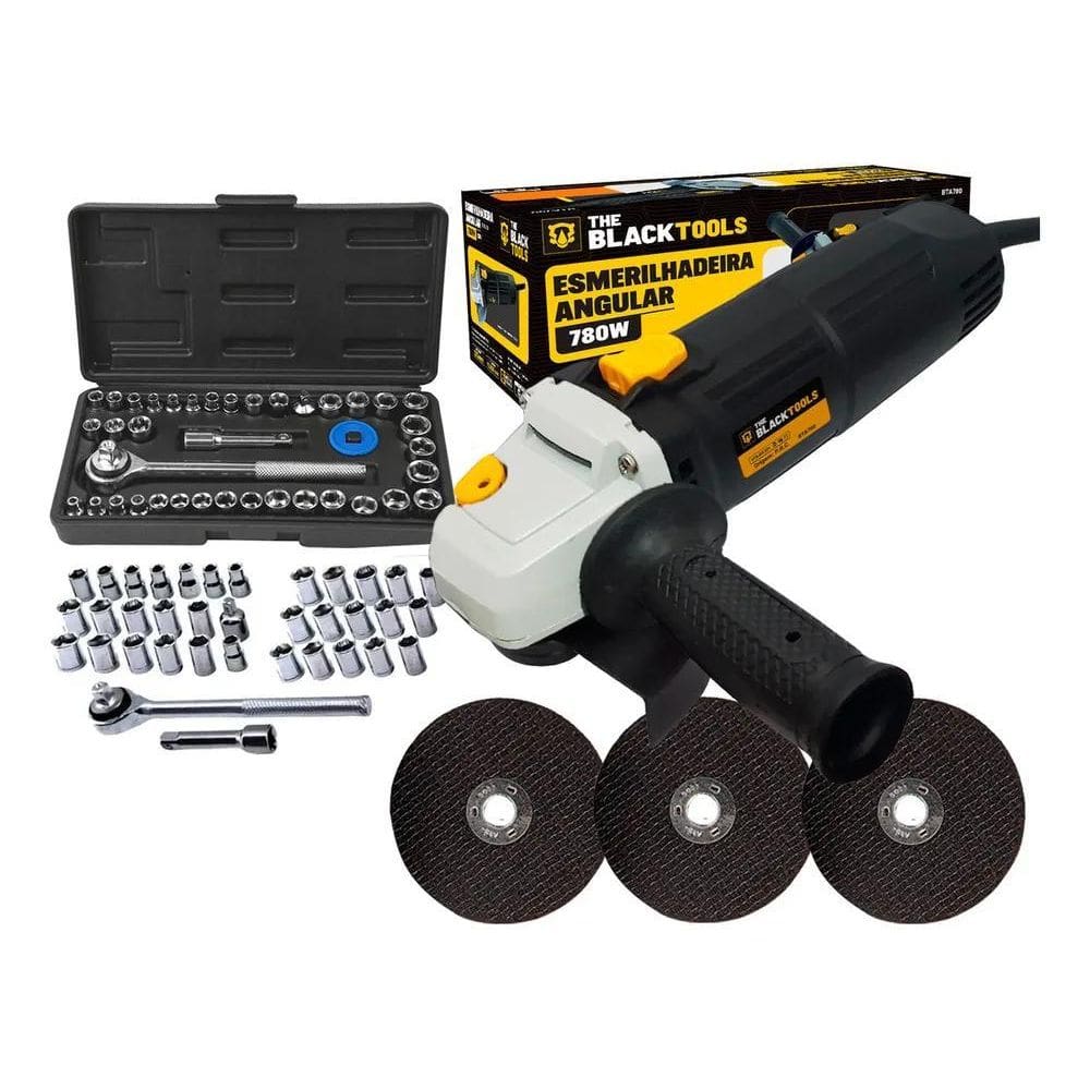 2X Kit Esmerilhadeira Angular 4.1/2 + Jogo De Soquetes Cor A