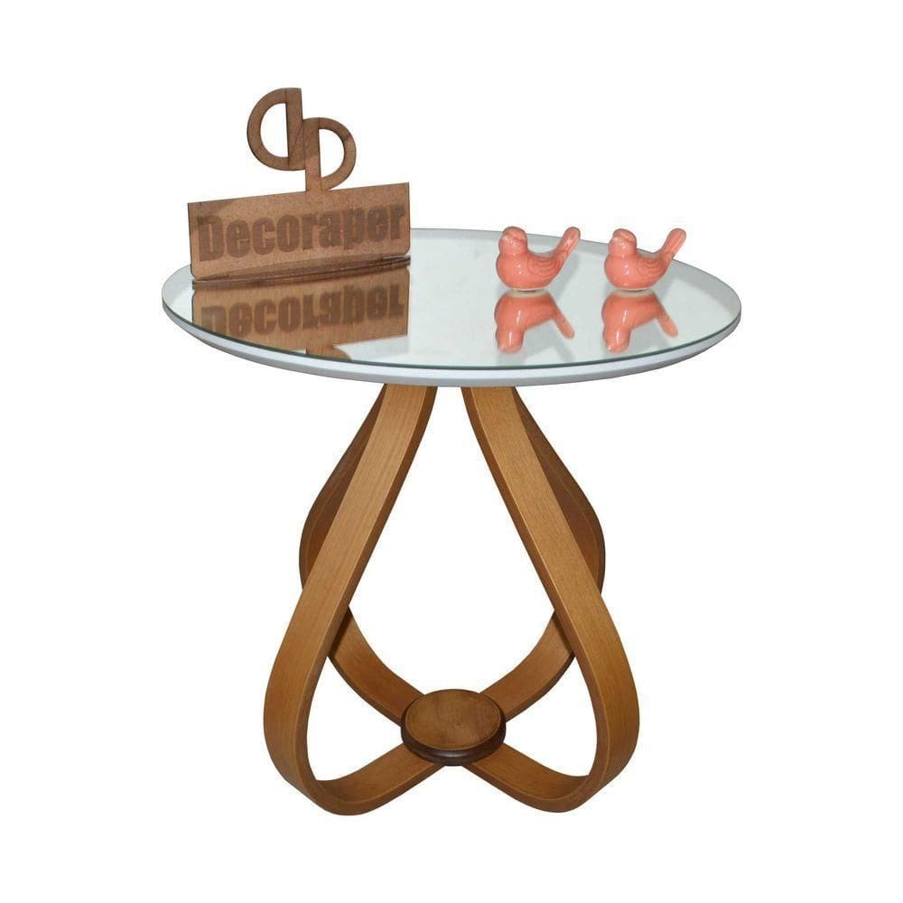 Mesa Lateral Cebola Com Espelho 60cm Branco 50cm