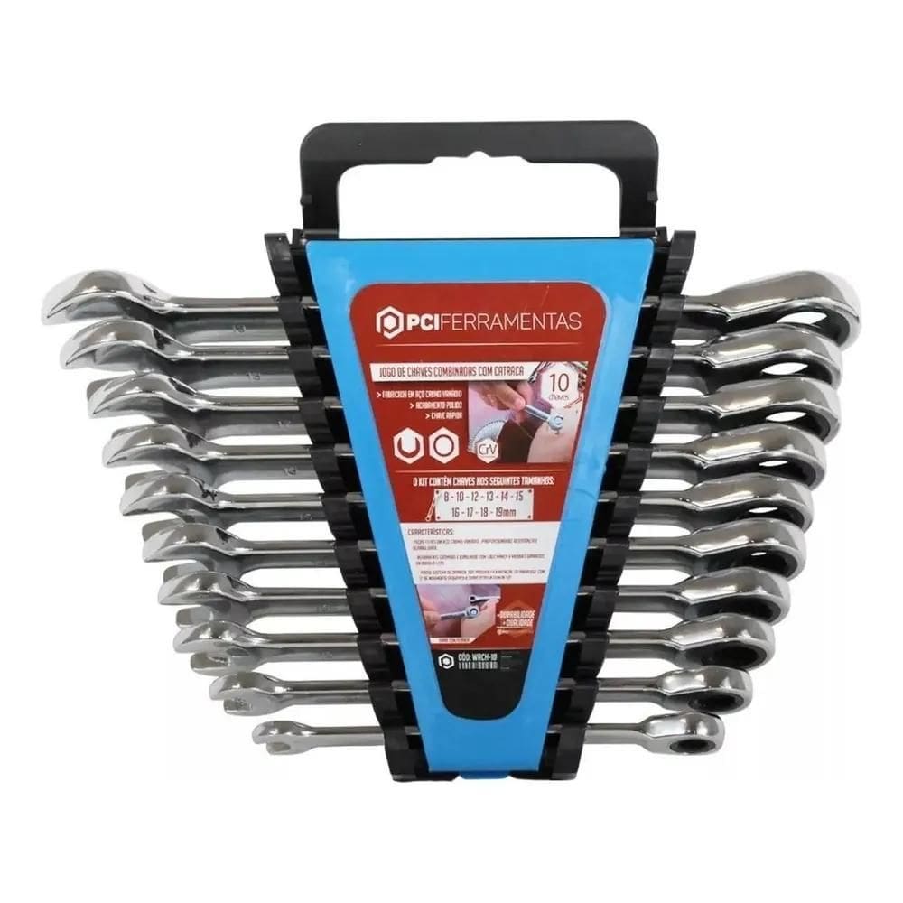 2X Chaves Combinadas Com Catraca 10 Pçs 8 A 19Mm Cromo Vanád