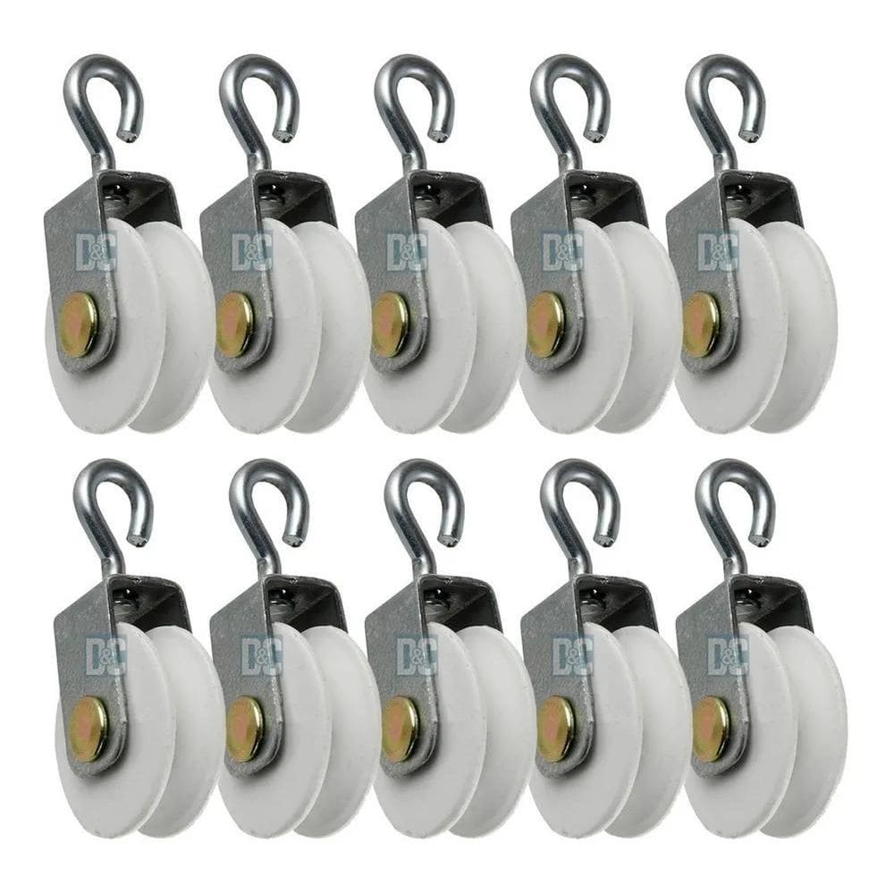 2X Roldana Carretilha 4Cm Tipo Varal Com Gancho Metal 10 Peç