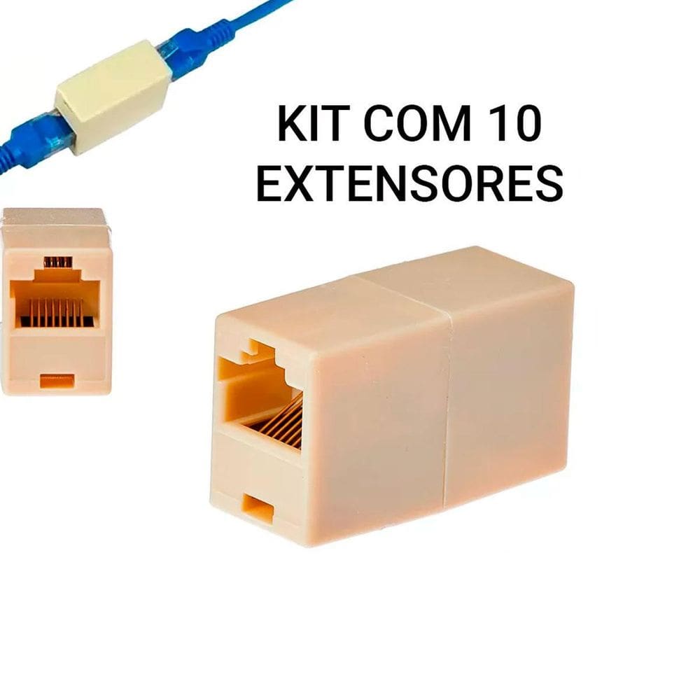 Kit Emenda Cabo De Rede Rj45 Fêmea X Fêmea 10 Unidades