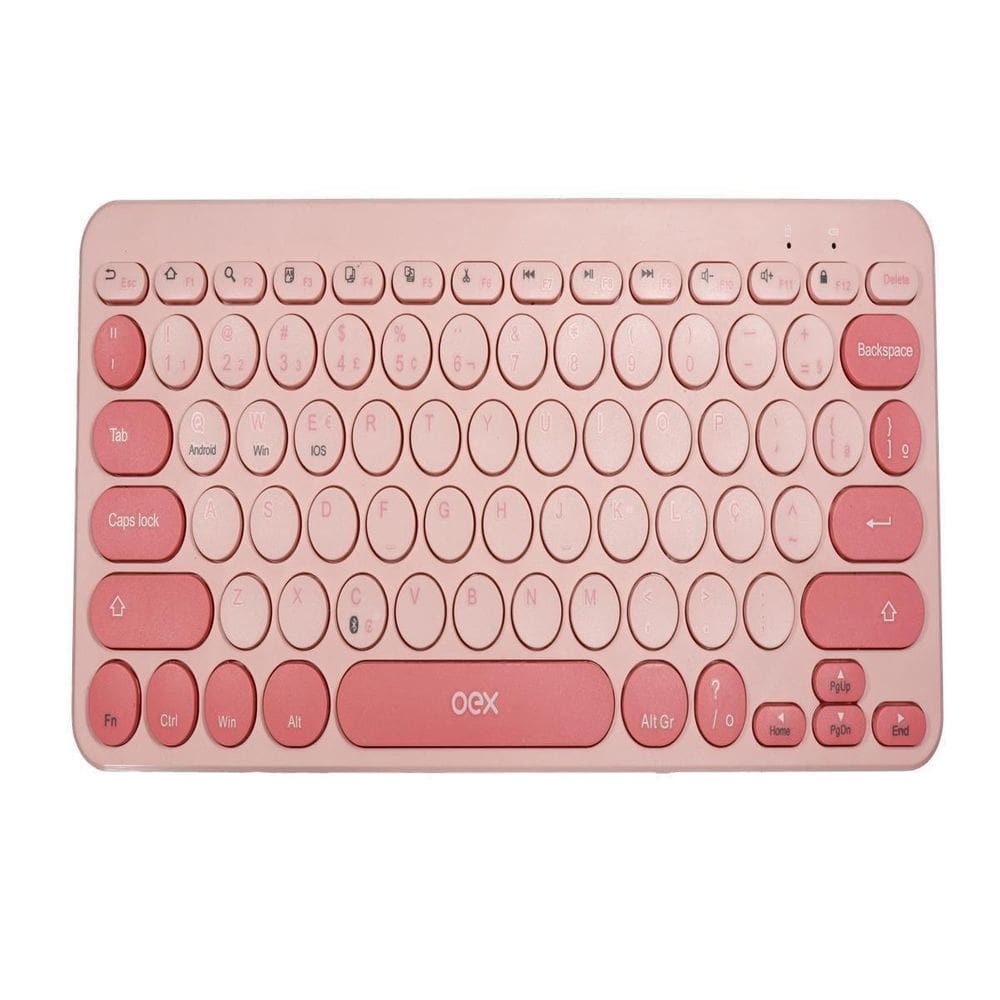 Teclado Silencioso Bluetooth Sem Fio Retro Oex Tc510 Rosa