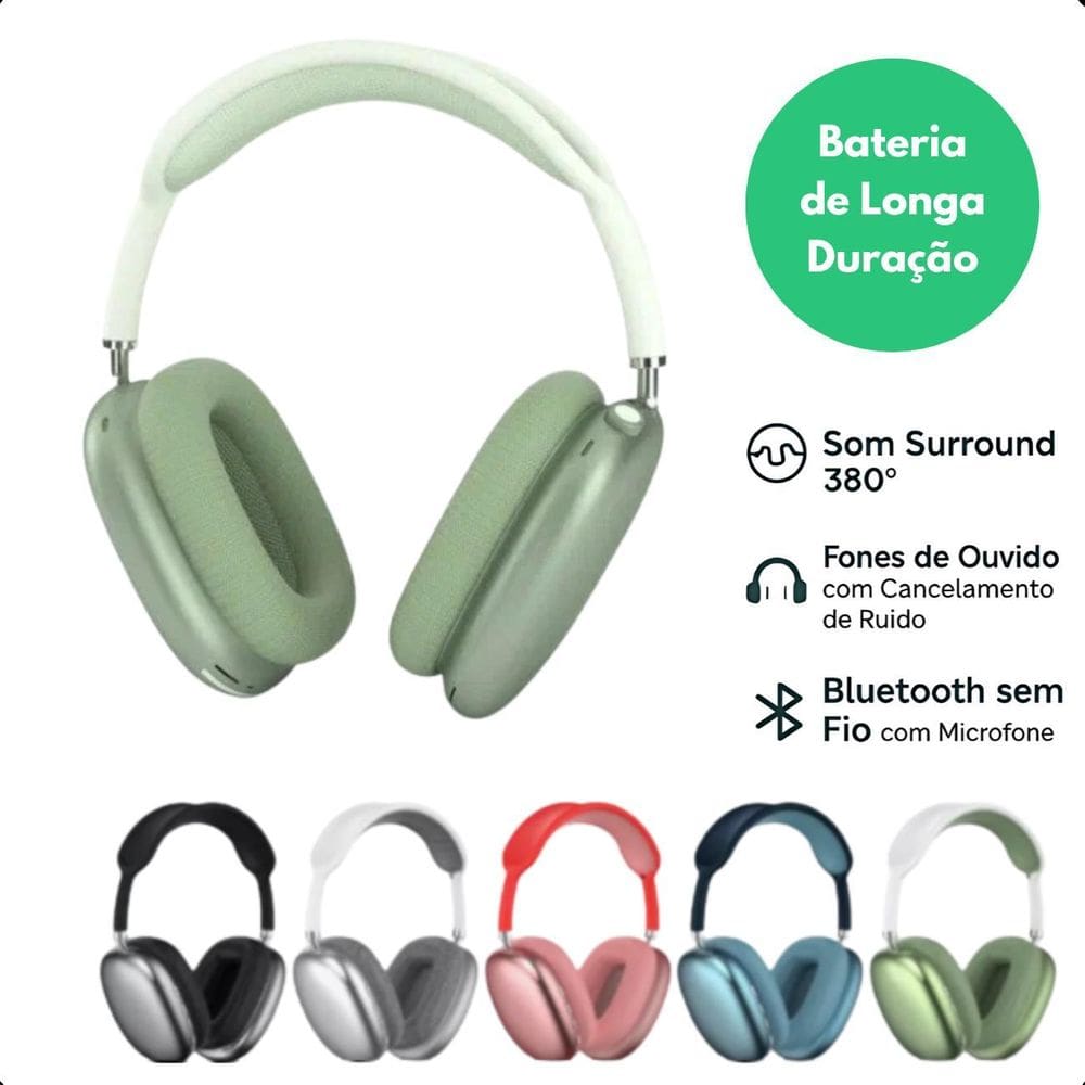 Fone De Ouvido Bluetooth P9 Wireless Extra Bass Som Claro