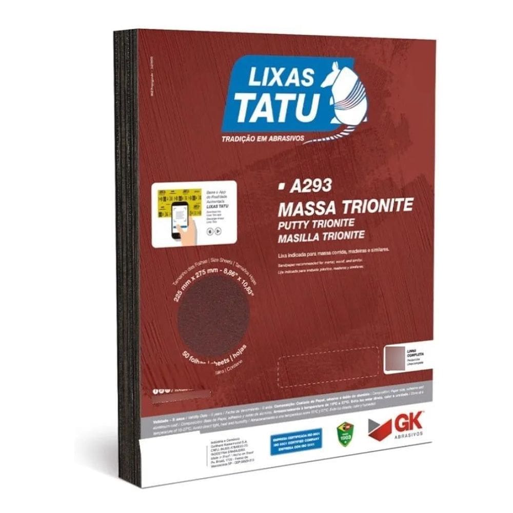 2X Lixa Massa Para Parede Grão 100 Ao 220 Tatu - 25 Unidades