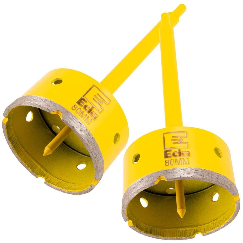 Kit 2 Serra Copo Diamantada 80Mm Haste E Guia