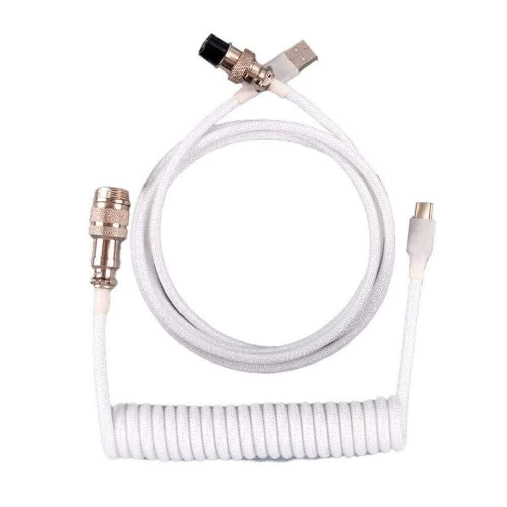 Cabo Aviador Enrolado Usb-C 3M Para Teclado Mecânico Branco