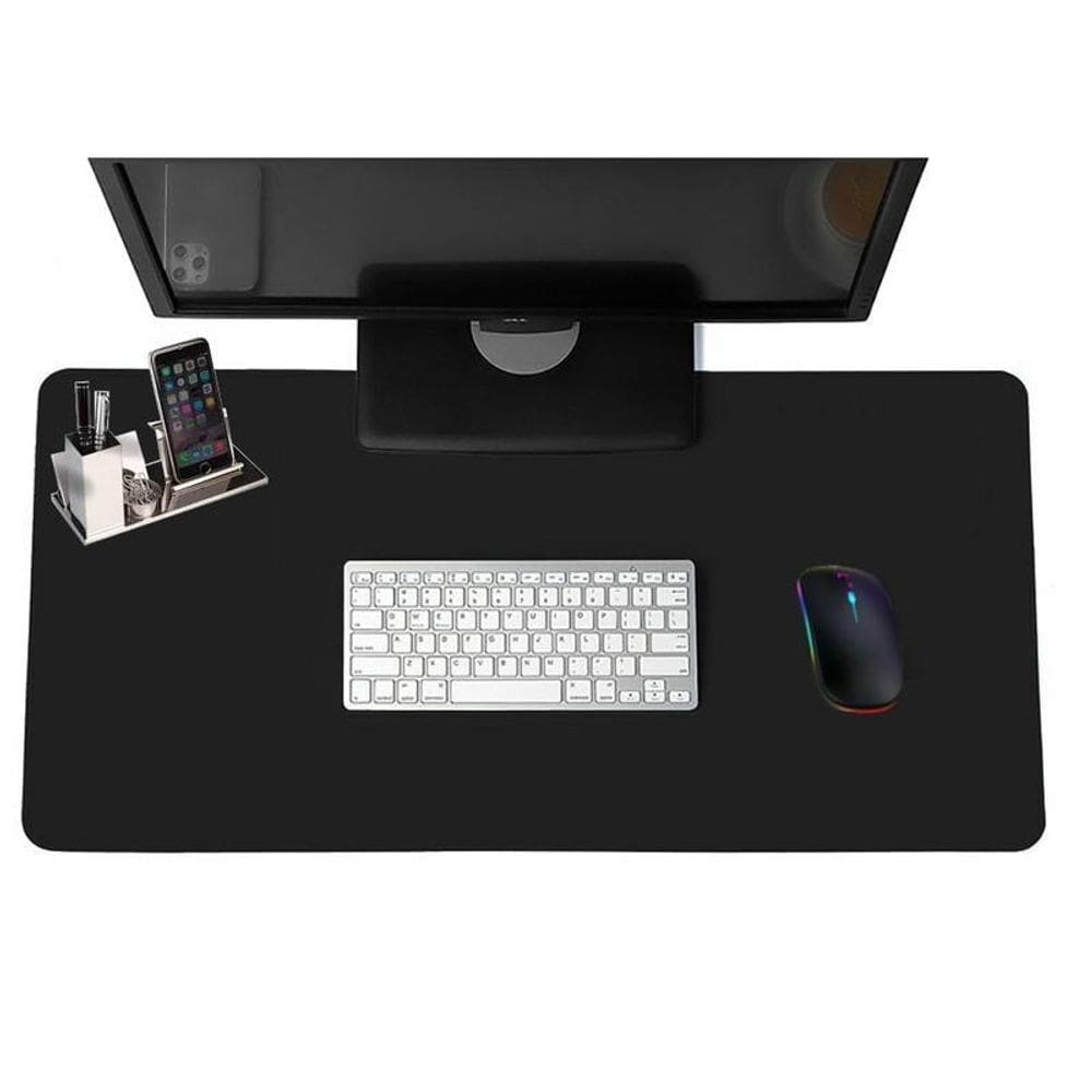 Mousepad Desk Pad Extra Grande 100X30 De Couro E Apoio Copo
