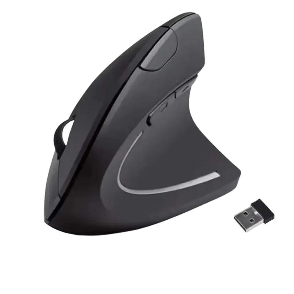 Mouse Vertical Ergonômico Sem Fio 2.4Ghz 800-1600 Dpi Preto