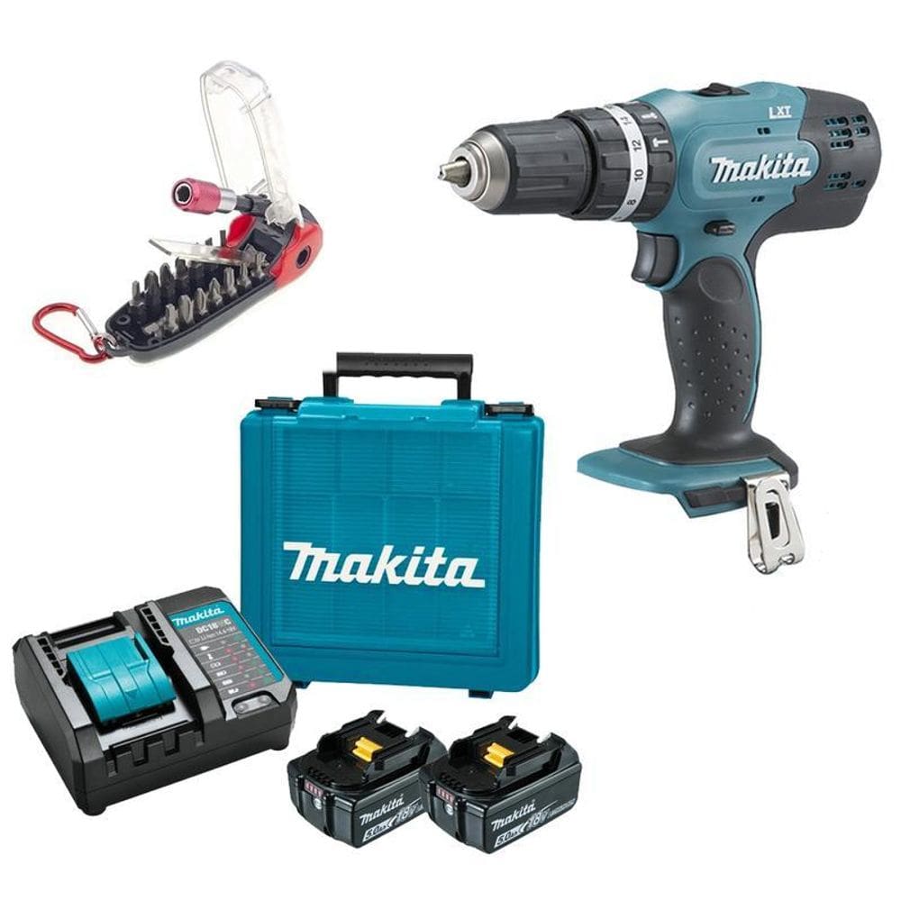 Parafusadeira Makita 18V Dhp453Z + 2Bat 5A + Carreg + Bits