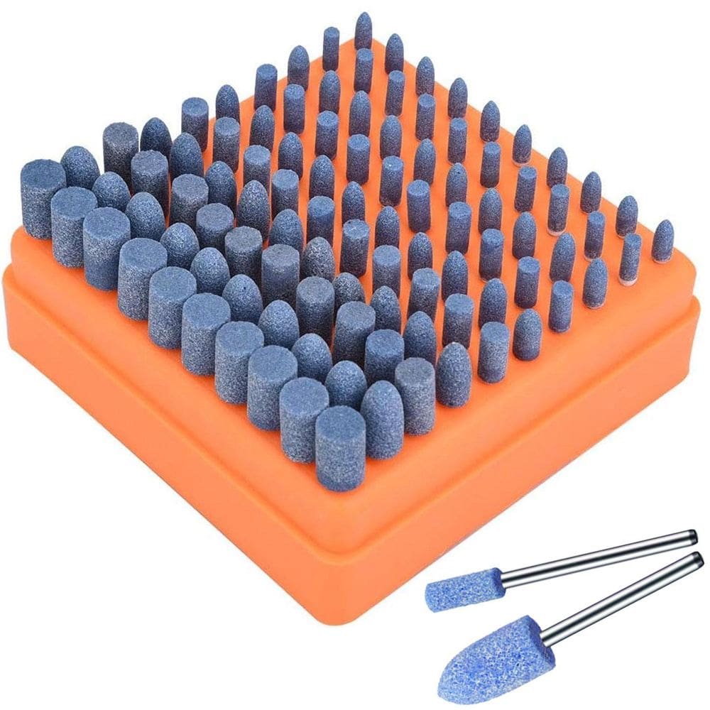 Kit 100 Ponta Montada 4 A 10Mm Rebolo Abrasivo Azul Retífica