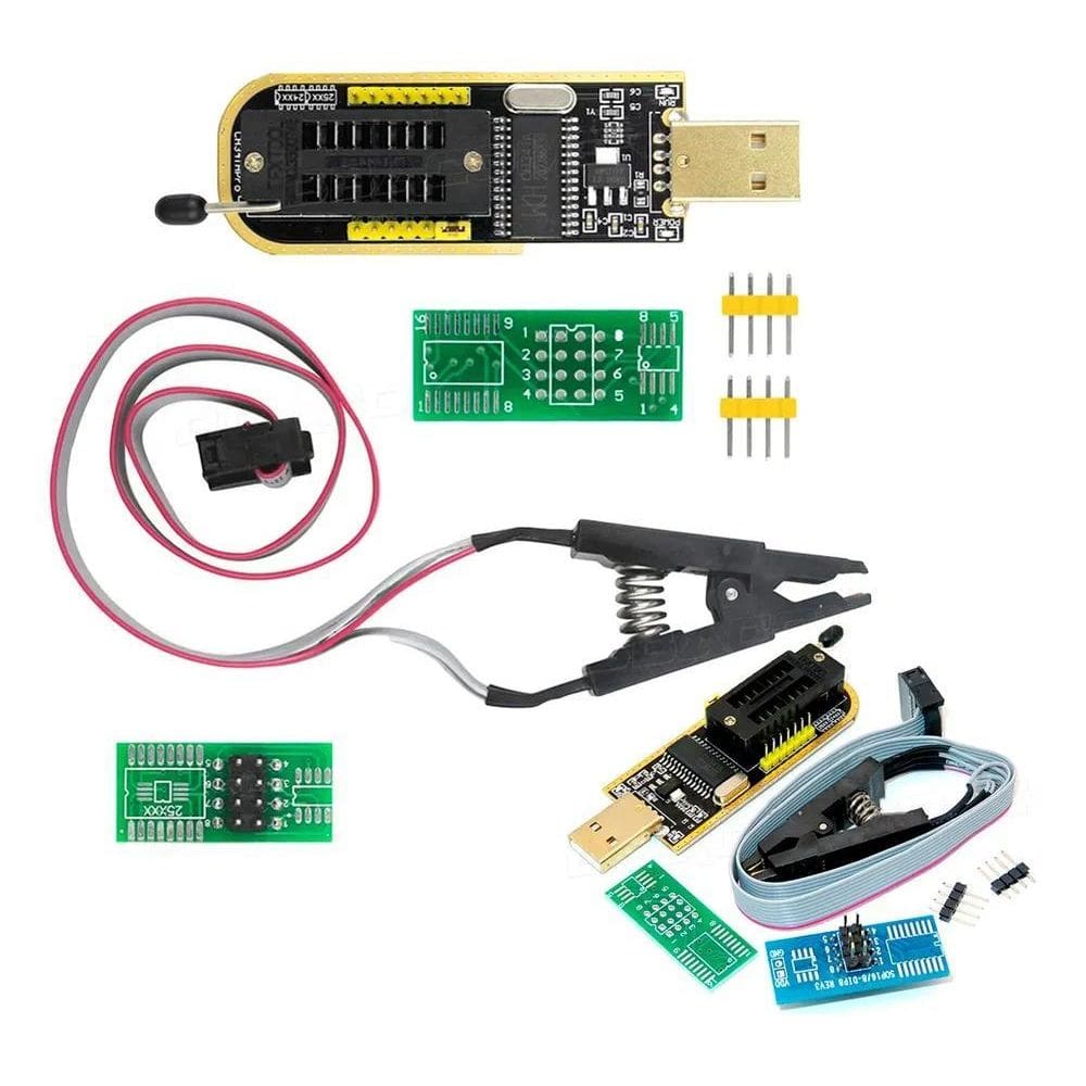 2X Gravador Programador Eprom Ch341A Com + Pinça Jacaré Soic