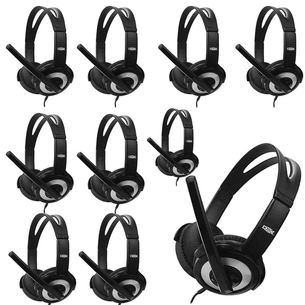 Kit 10 Fone De Ouvido Usb Headset Microfone Df-55 Com Volume