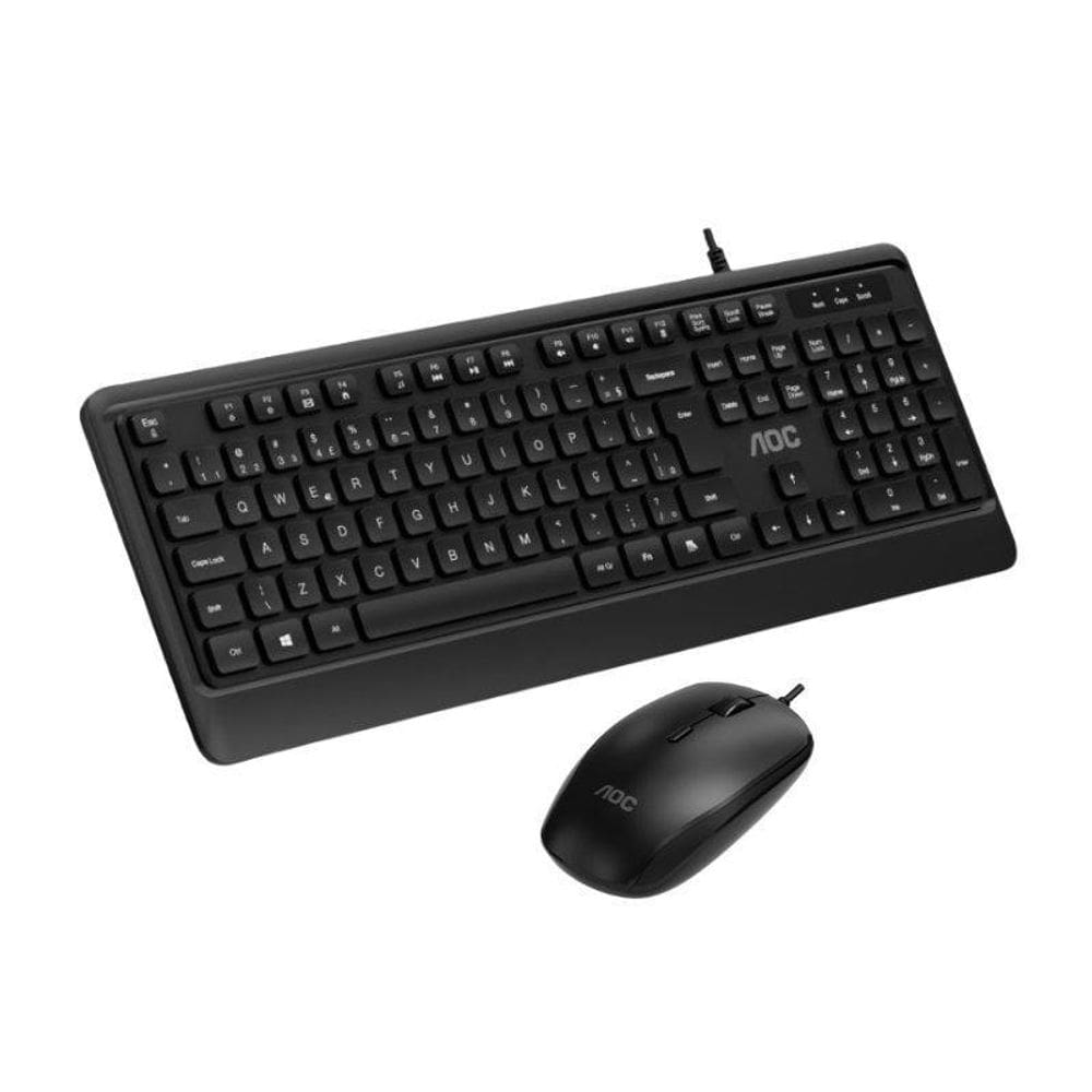 Kit Teclado Abnt2 E Mouse 2400 Dpi Com Fio Preto Usb