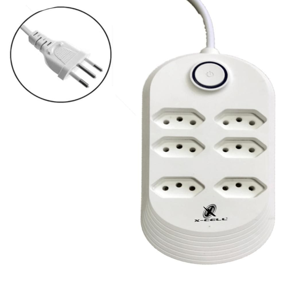 Filtro De Linha 110/220 Bivolt 10A Cabo 2M 6 Tomadas X-Cell