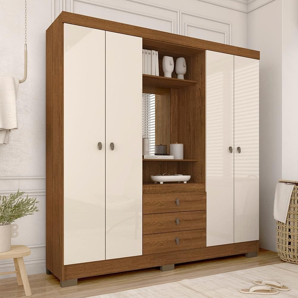 Guarda Roupa Solteiro Jane Com Espelho 4 Portas 3gav Fre/off - M.a