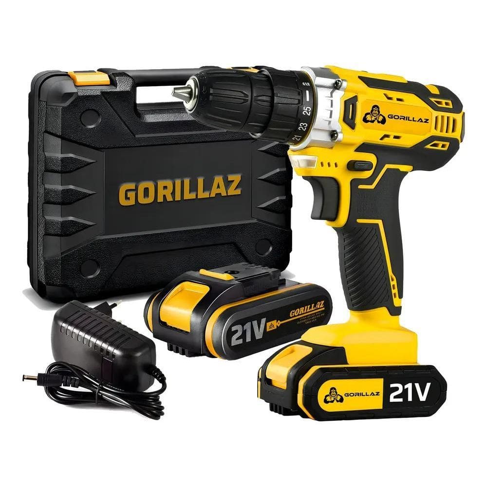 2X Parafusadeira Furadeira De Impacto Sem Fio 2 Bateria 3/8