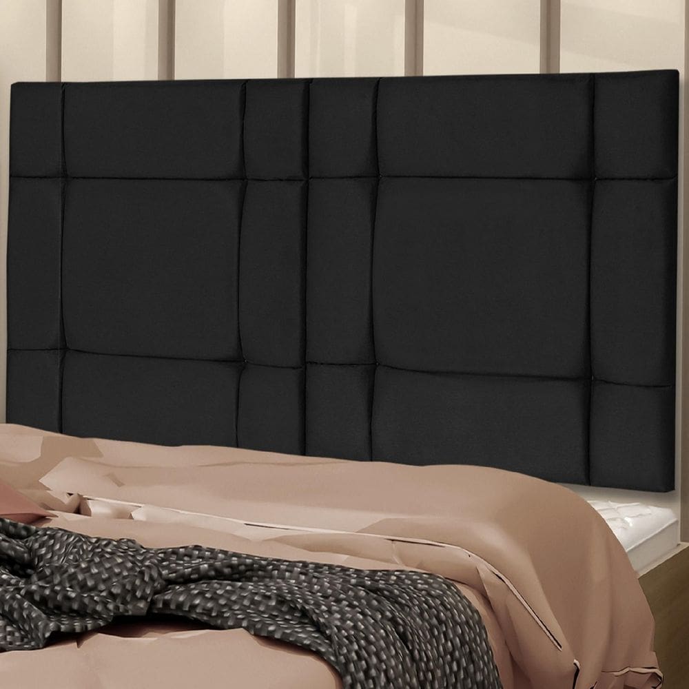 Cabeceira Cama Casal Box 140Cm Estofada Ellegancy - Preto