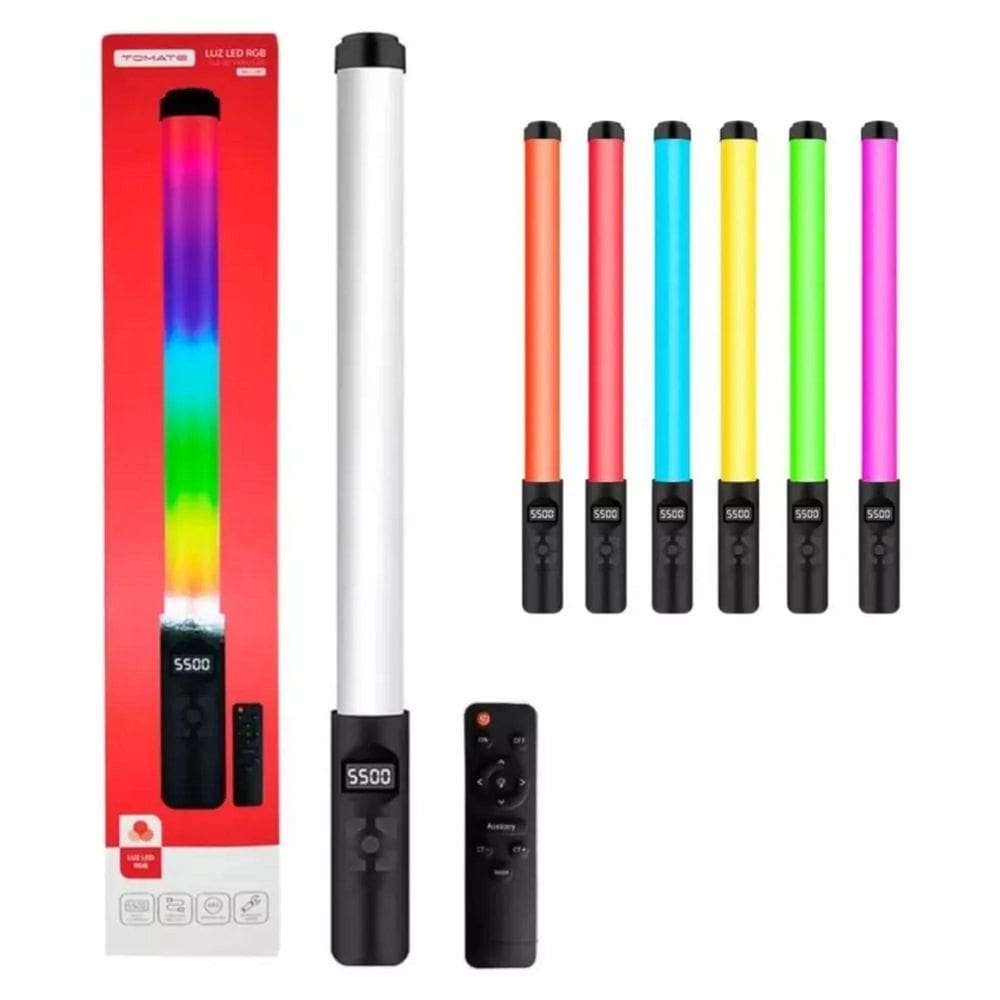 Bastão De Luz Led Rgb Tomate Com Controle E 13 Modos De Luz