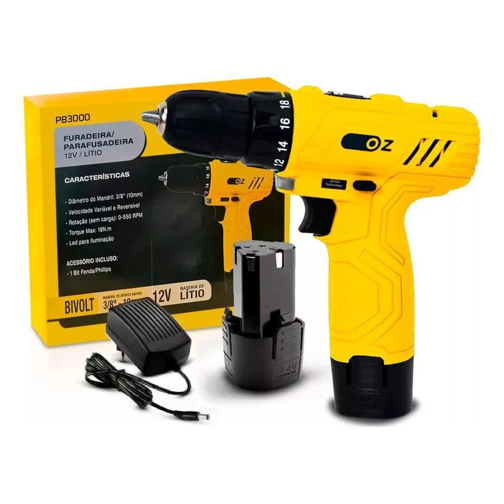 2X Parafusadeira Furadeira Bateria 12V Bivolt + Acessorios