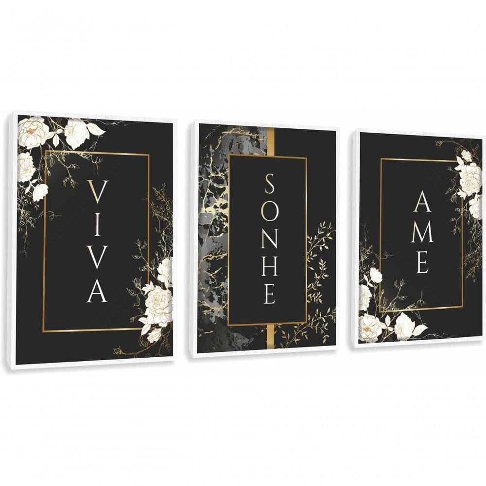 Quadro Decorativo Viva, Sonhe, Ame Com Moldura Branco