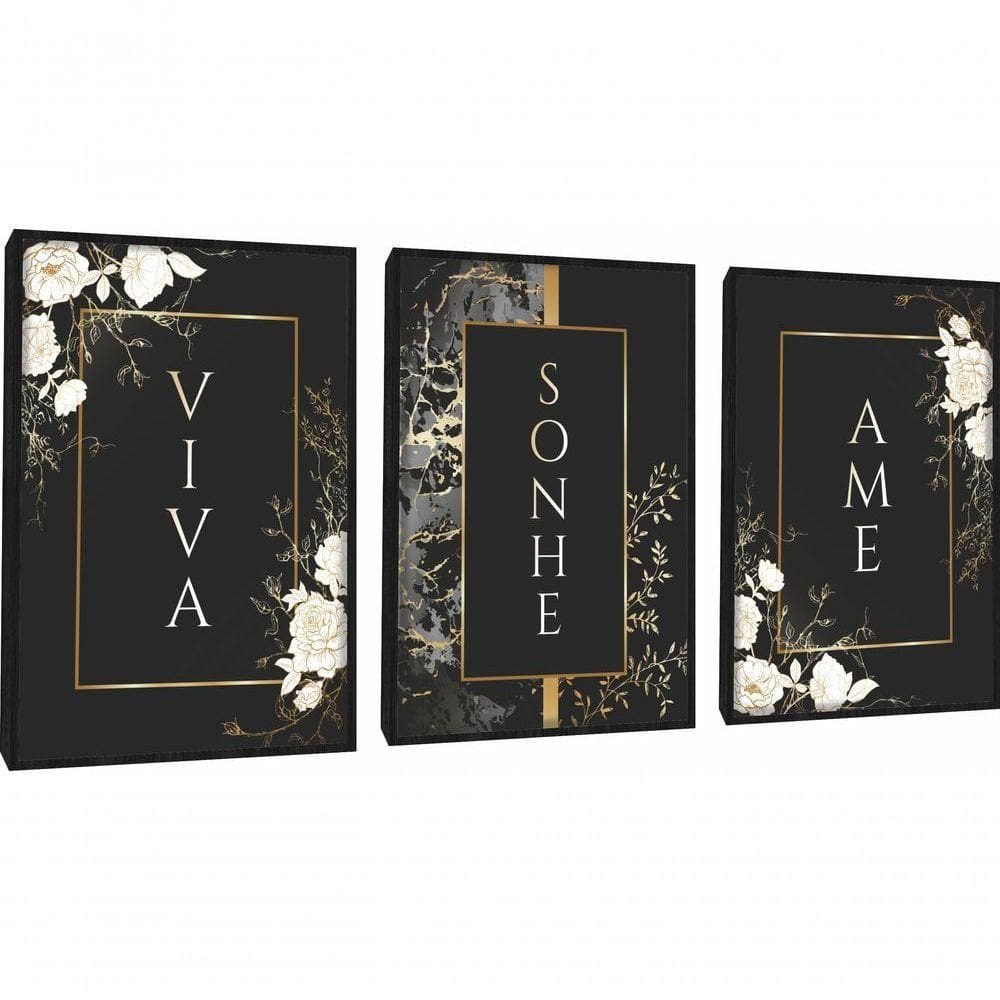 Quadro Decorativo Viva, Sonhe, Ame Com Moldura Preto