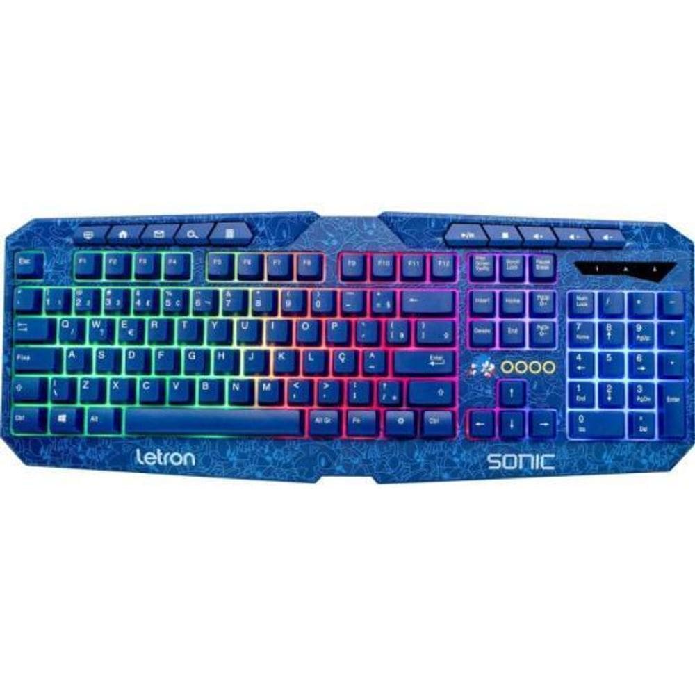 Teclado Gamer Letron Sonic Usb Led Azul