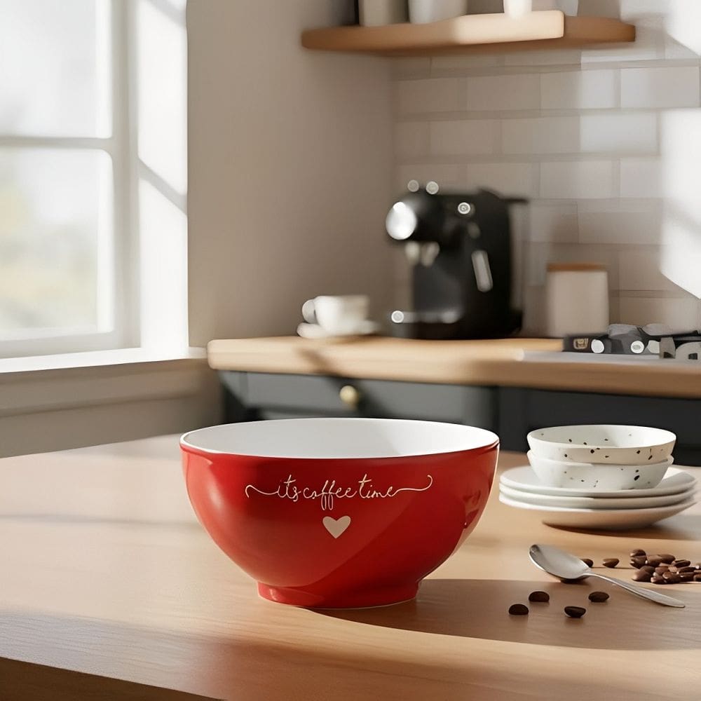 Tigela Bolw Lamour Redonda em Porcelana Vermelho 440ml
