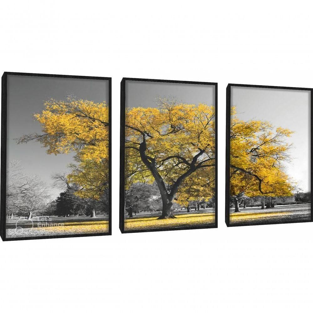 Quadros Decorativos árvore Amarela Com Moldura Preto