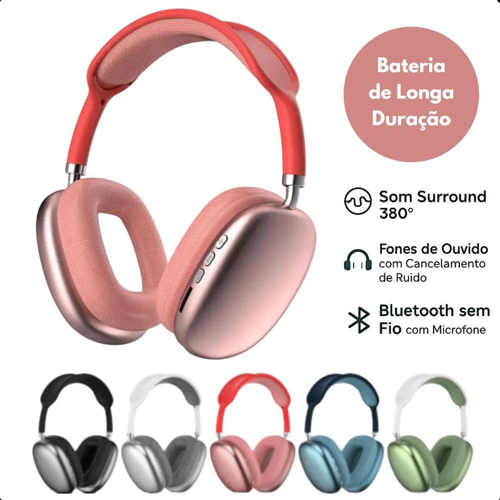 Headphone P9 Wireless Bluetooth Extra Bass Som Claro