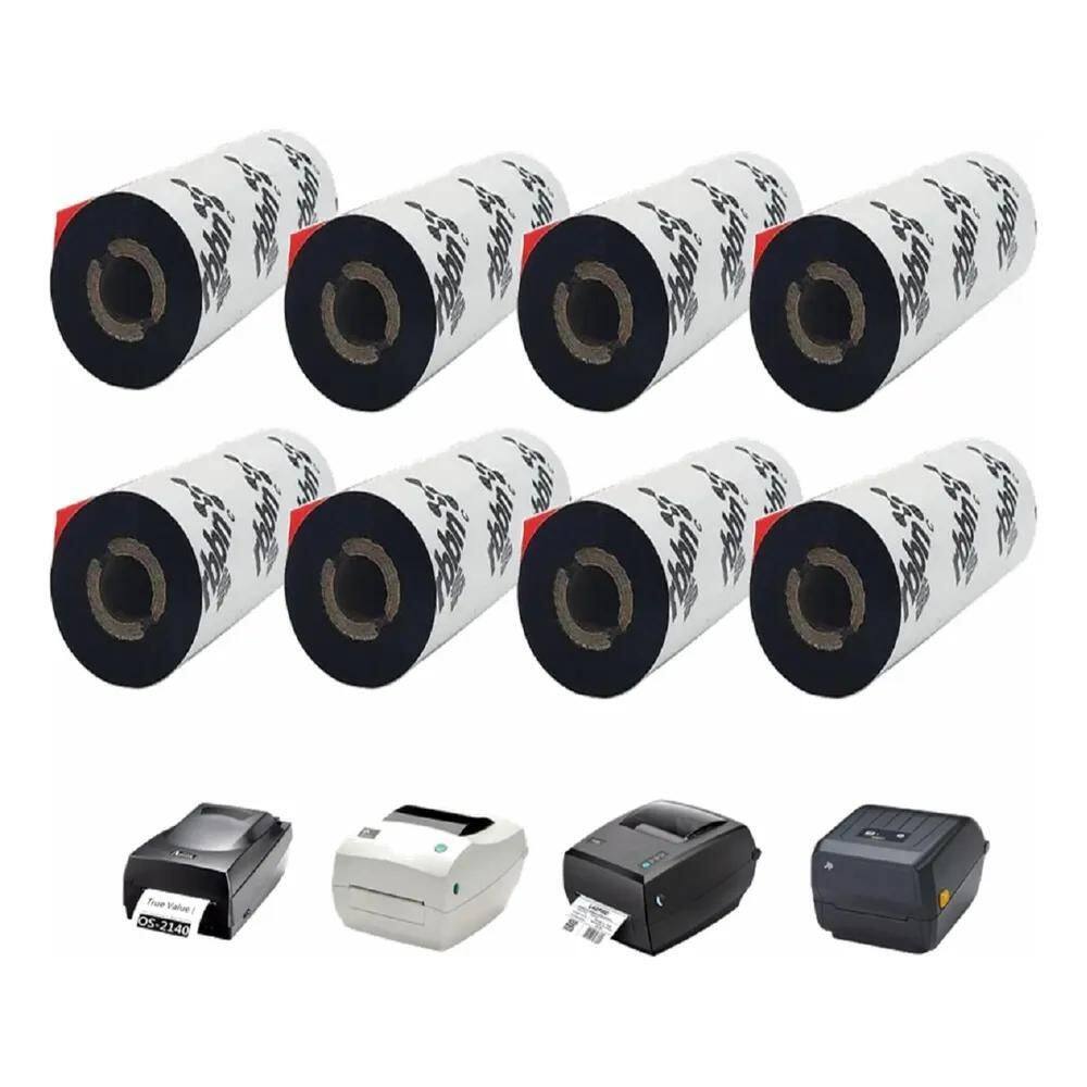 2X Kit 8Un Ribbon Cera 110X74 Para Impressora Zebra/Elgin/Ar