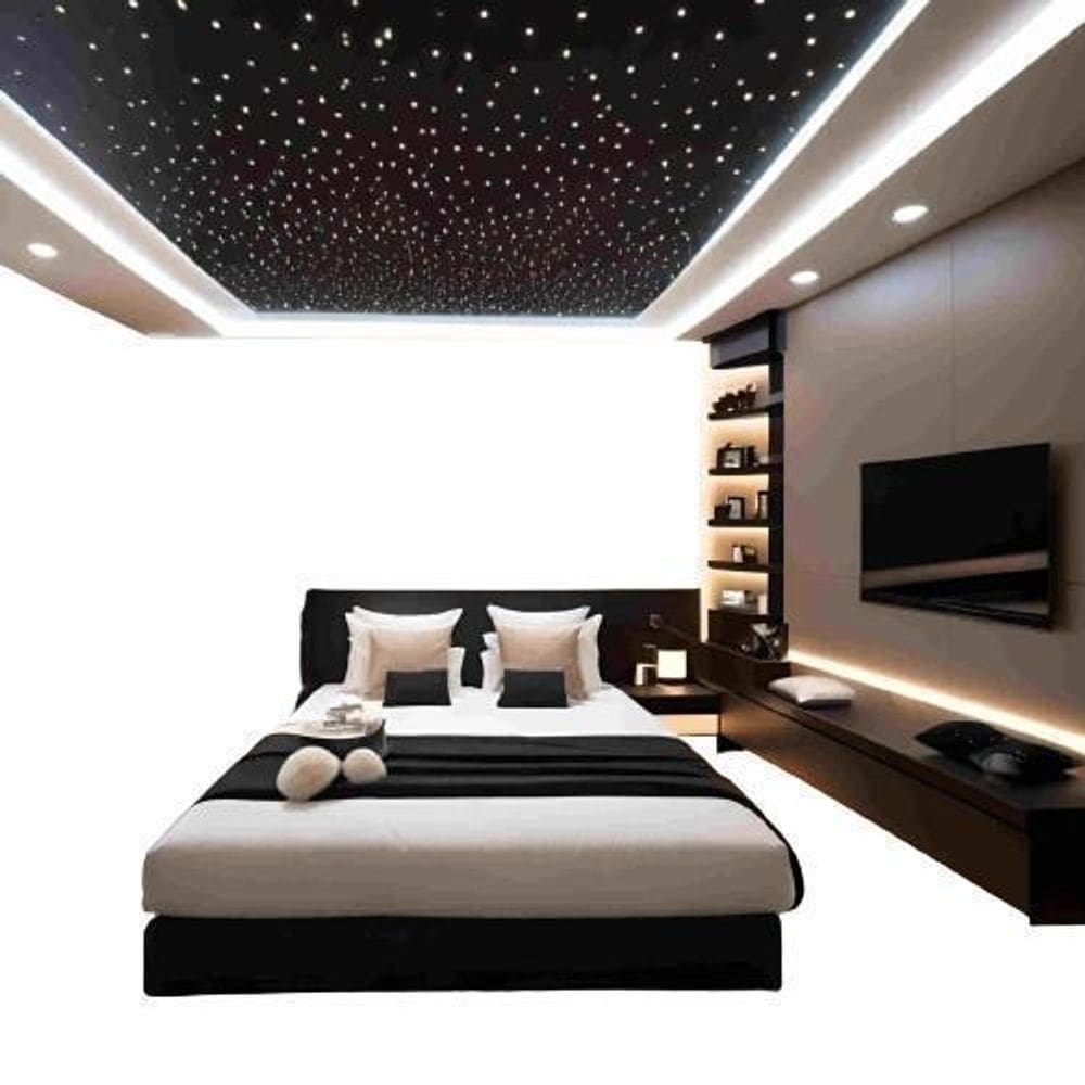 Kit Branco 200 Fibra Ótica Estrelado Efeito Iluminação Led