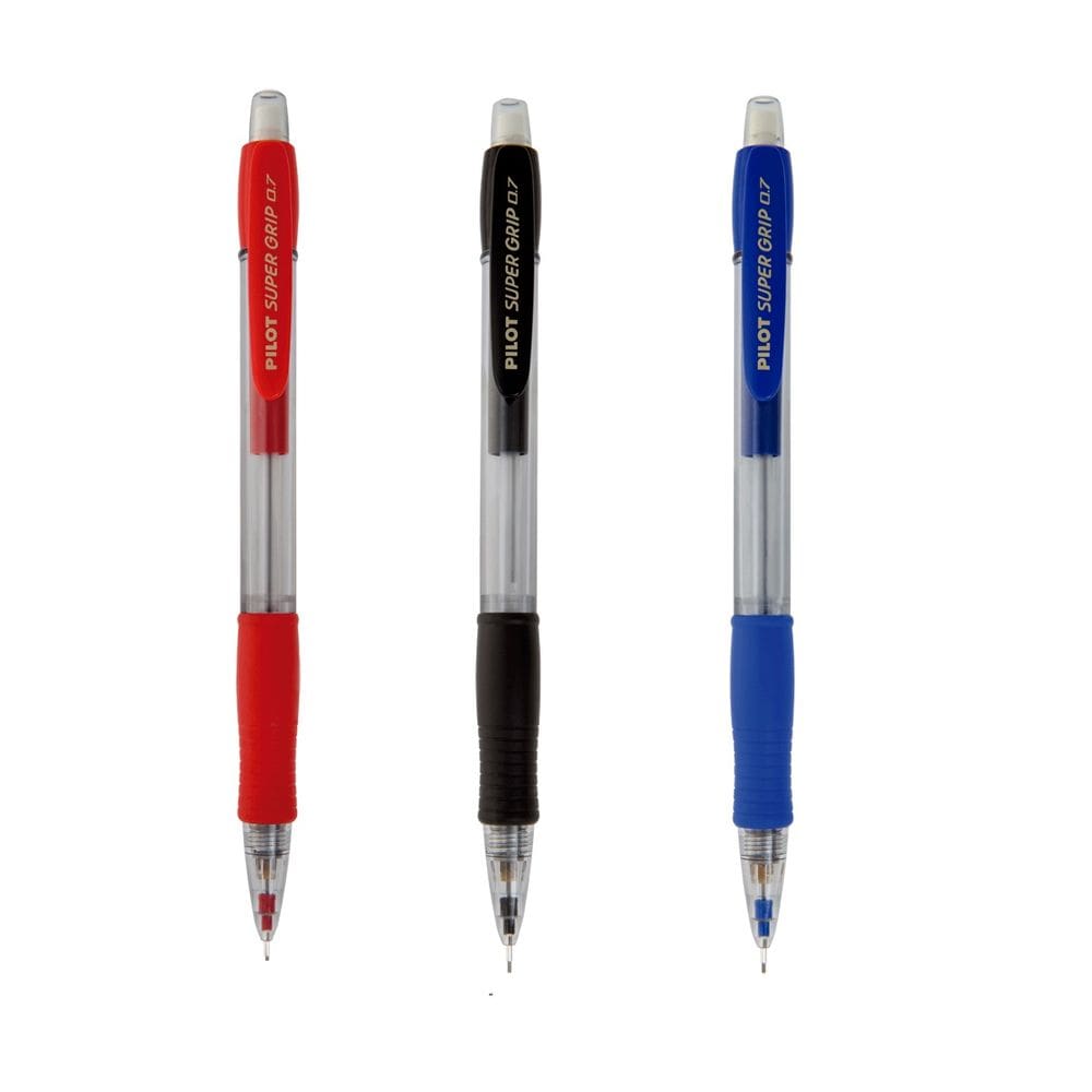 Kit 03 Lapiseira Retrátil 0.7mm Com Borracha Macia Grip Emborrachado Super Grip - Pilot