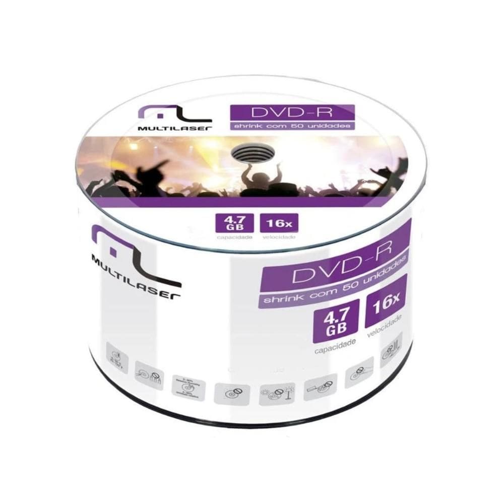 Midia Dvd Multilaser, 4.7Gb - Dv061, 50Unidades