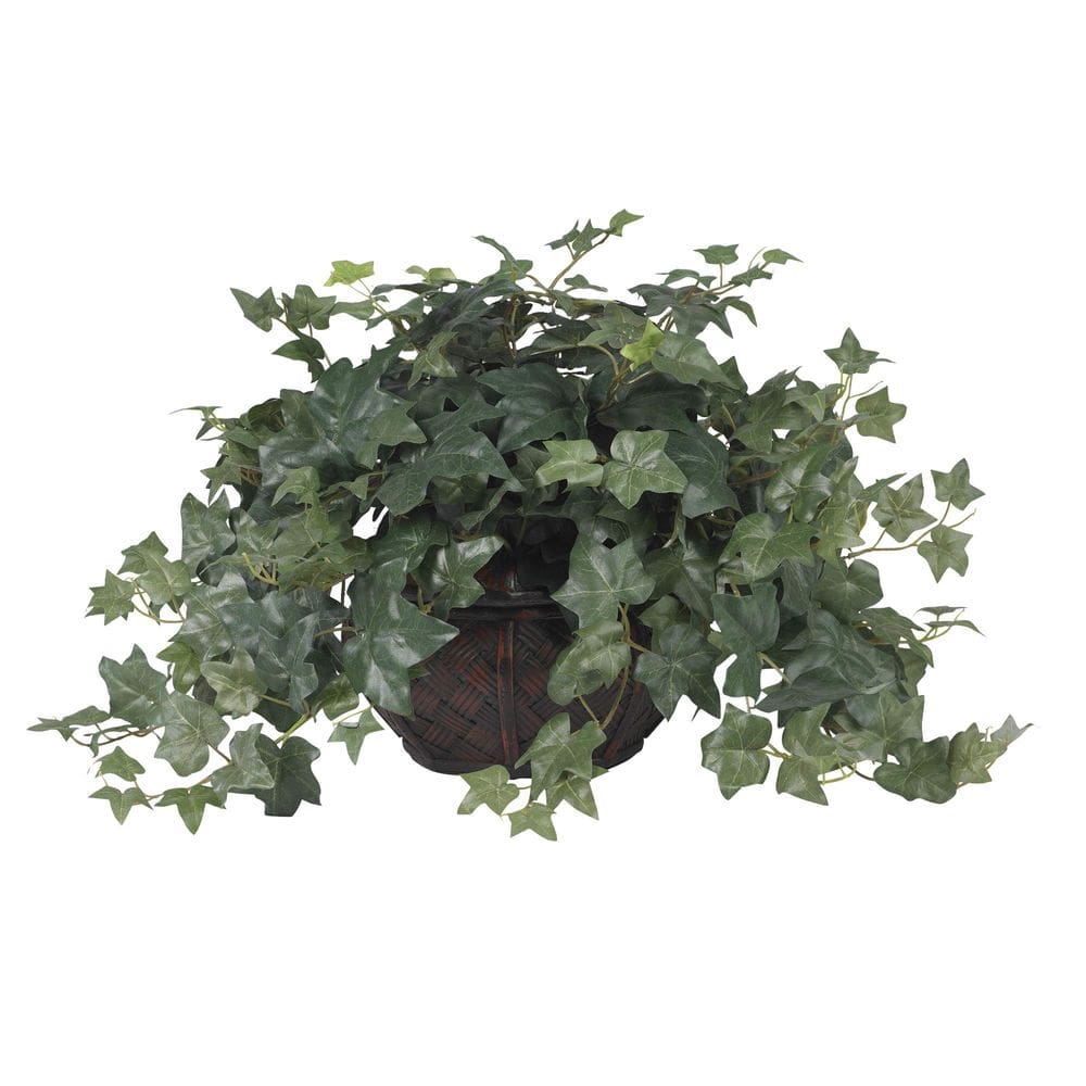 Planta de seda quase natural, verde, puff ivy 45 cm H com vaso