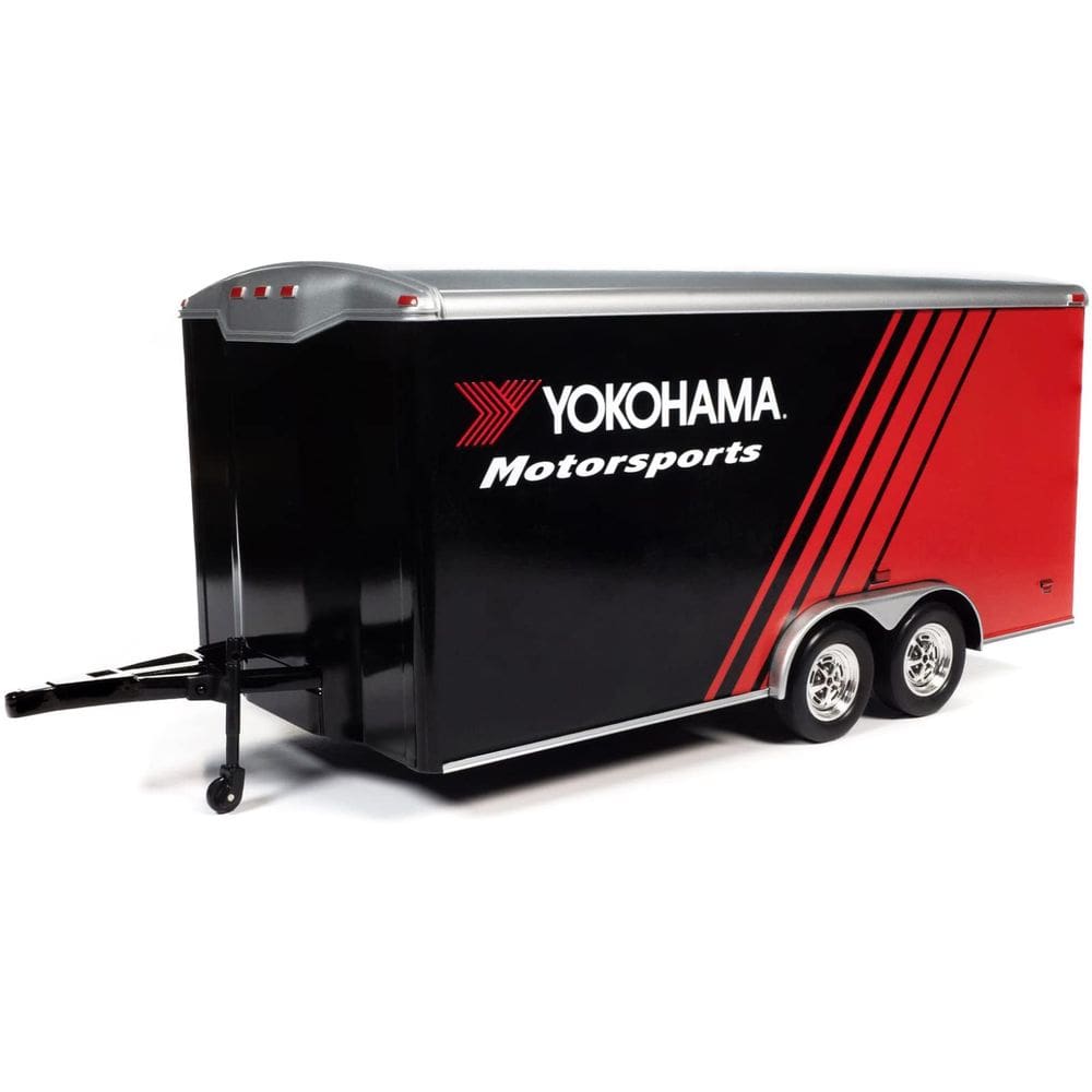 Trailer de carro fechado Yokohama Motorsports preto/vermelho escala 1/18