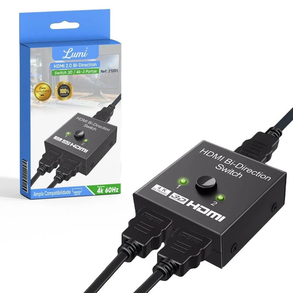2X Chaveador Switch Hdmi 2X1 E 1X2 Bi-Direcional 4K Ultra Hd