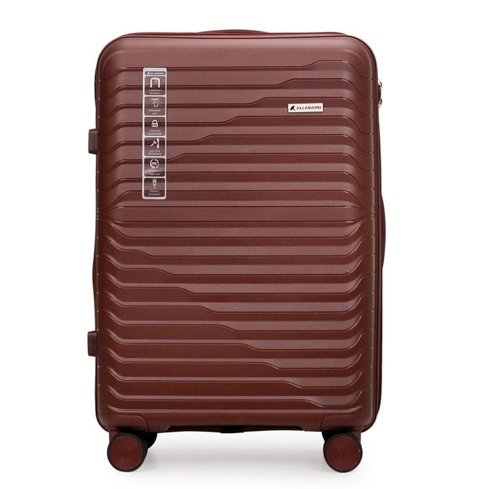 Mala De Viagem 23kg Média Em Polipropileno Anti Impacto Zíper Anti Furto Rodas 360º - Portland - Allabard Vinho