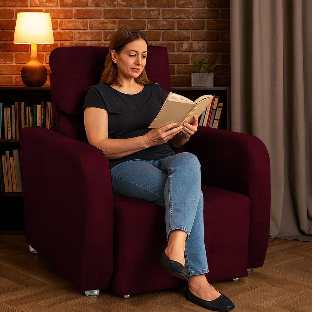 Poltrona Do Papai Reclinável Retrátil Suede Bonari Bordo