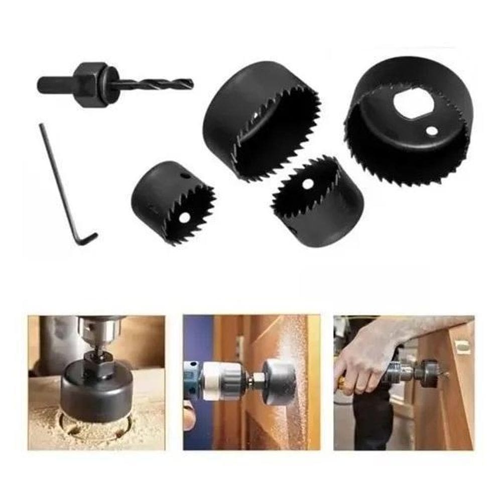 Jogo Serra Copo Kit 6 Peças Para Madeira Gesso Pvc Plástico