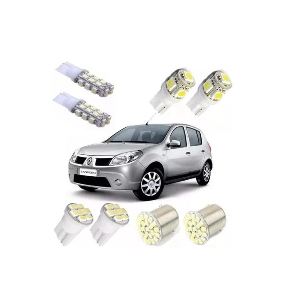 Kit Lâmpadas Led Sandero Logan Teto Placa Ré Farolete