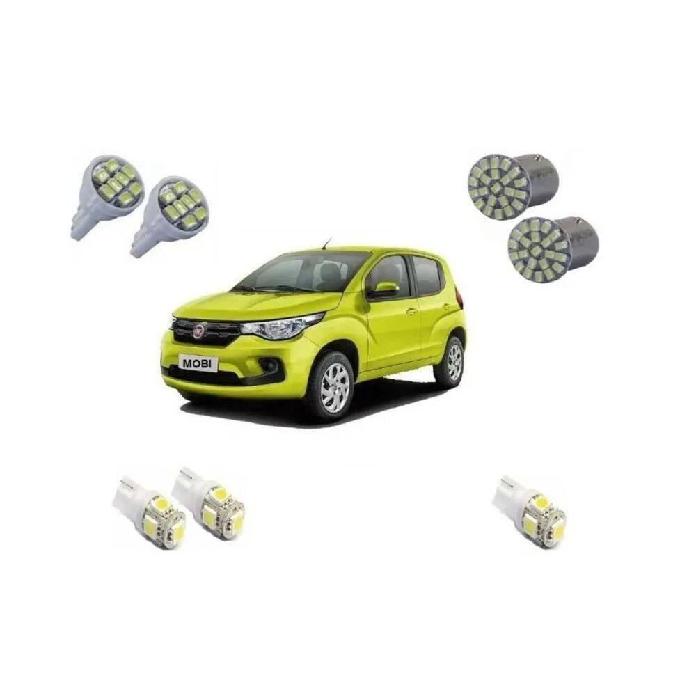 Kit Lâmpadas de Led Fiat Mobi Super Branca 6000K Blue Lion