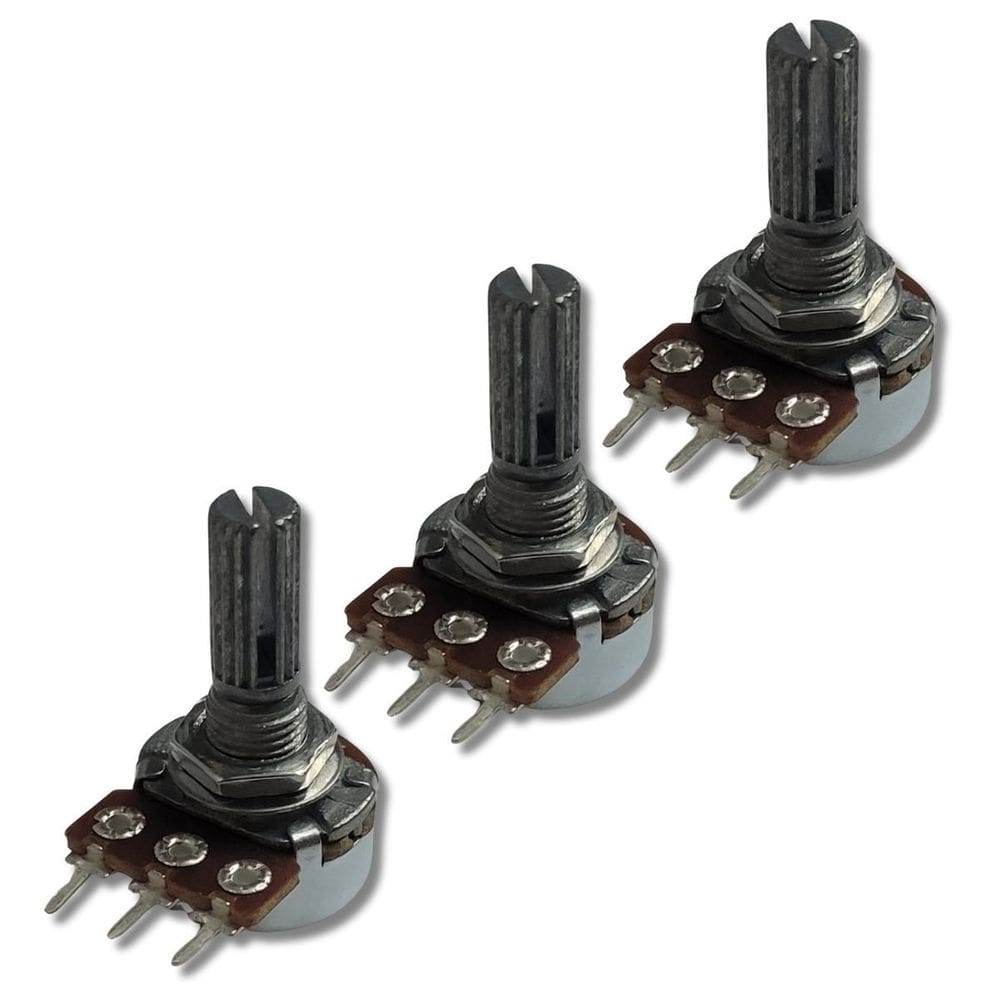 Kit Com 3 Potenciômetros B 20K L20 Eixo Longo Sem Chave 16Mm