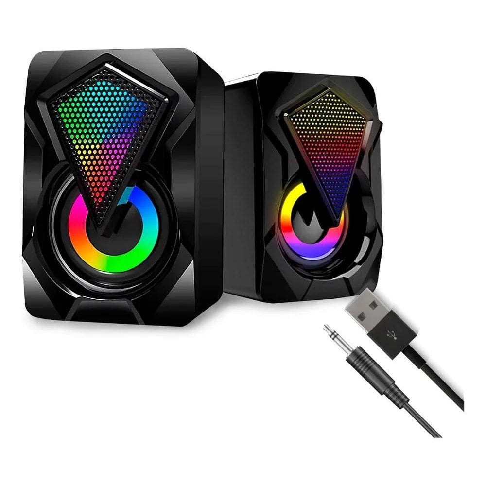 2X Caixa Caixinha Som Para Pc Gamer Potente Rgb Portatil Usb