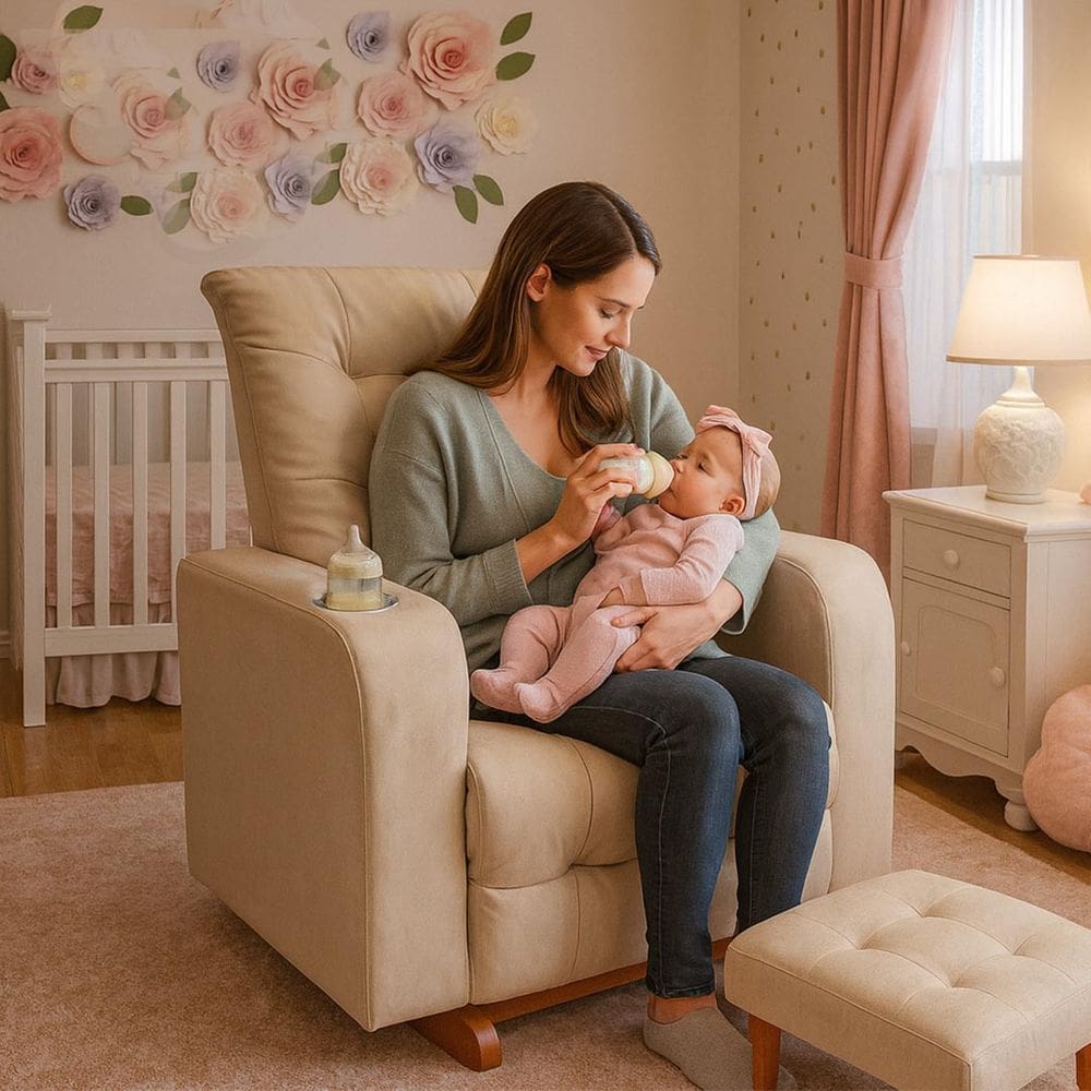 Poltrona De Balanço Base Com Puff Gloria Bege