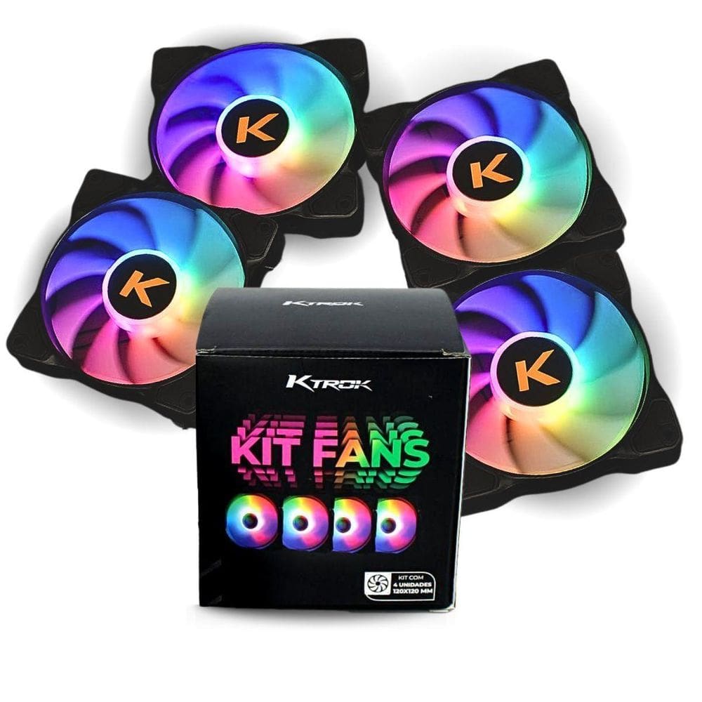 Kit Cooler 4 Fans Rgb Ktrok 120X120Mm Silencioso 1200 Rpm