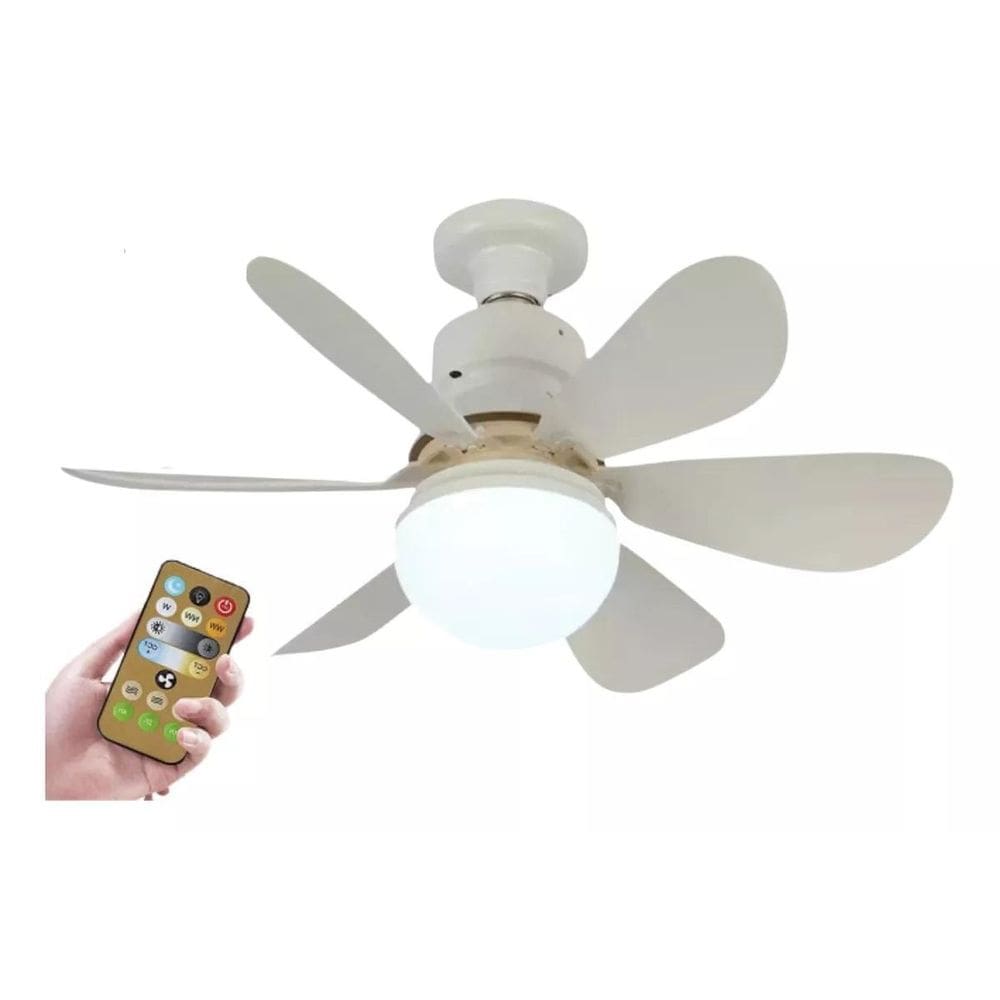 Ventilador De Teto 6 Pás 3 Velocidades Com Luz Com Controle