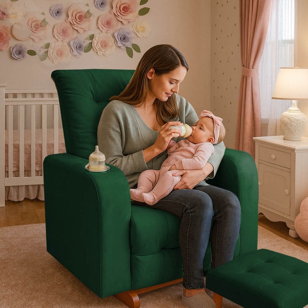 Poltrona De Balanço Base Com Puff Gloria Verde