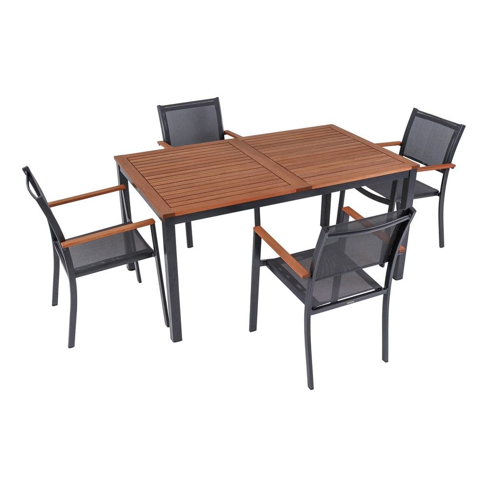 Conjunto De Jardim Preto 5 Pecas Mesa E 4 Cadeiras