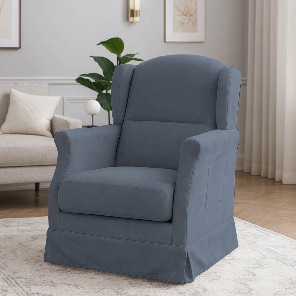 Poltrona Serena Amamentação Balanço e Puff Cinza