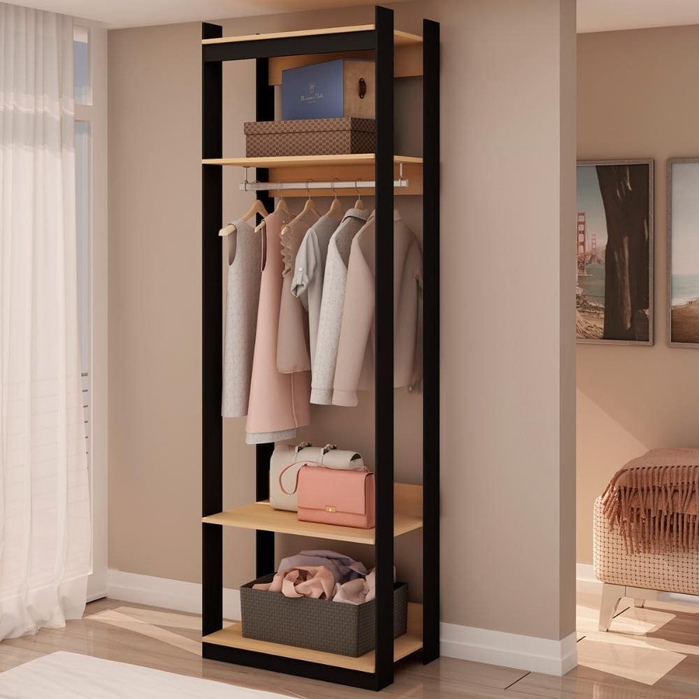 Guarda Roupa Genialflex Closet Mod 1 Cab Freijó Preto Fosco